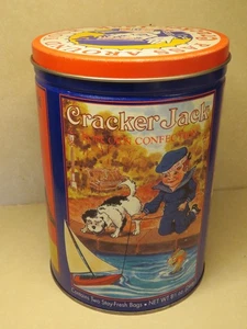 1992 Limited Edition CRACKER JACK Tin Can 3rd in Series 8" Tall w/ Lid; Baseball - Picture 1 of 7