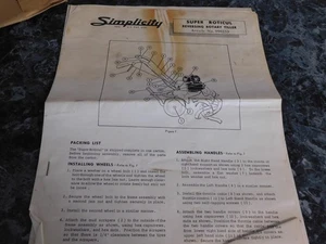 Simplicity Super Roticul Reversing Rotary Tiller Operators Manual - Foto 1 di 1