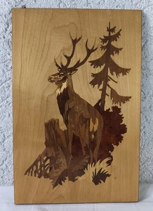 Jagd Wandbild Holzbild Intarsienarbeit Einlegearbeit Intarsienbild - Hirsch - - Bild 1 von 4