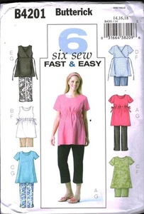 4201 Vintage Butterick Sewing Pattern Misses Maternity Top Shorts Pants Easy 16 - Picture 1 of 2
