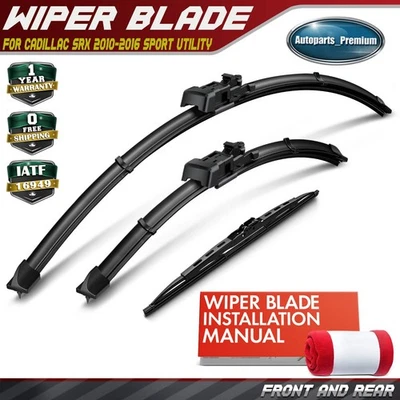 3 peças 26" & 17" & 12" lâminas de limpador de para-brisa para Cadillac SRX 2010-2016 TLP gancho - Imagem 1 de 4
