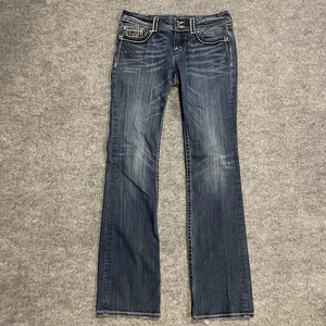 Miss Me Bootcut Verzierte Jeans Damen 31 Tall (37") Blau Pattentasche Denim - Bild 1 von 19