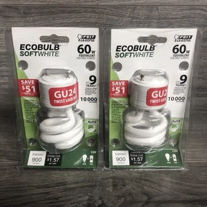 Feit Electric ECOBULB Soft White 100 Watt 120V GU24 Twist Lock Back 2 Bulbs! - Picture 1 of 3