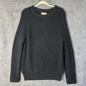 Maglione Wallace & Barnes uomo nero medio pullover cotone maglia grossa girocollo - Foto 1 di 14