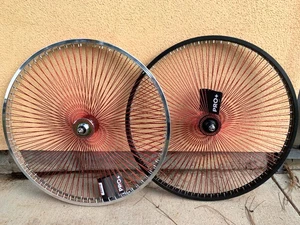 Bicycle Wheel 26" x 144 RED Spokes FREEWHEEL Silver Black Lowrider Cruiser Bikes - Picture 1 of 5