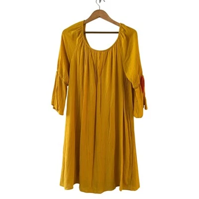 NUEVO Encantador Vestido Charlie Fuera del Hombro XL Amarillo Mostaza Boho Bohemio Nuevo con Etiquetas Foto 1 de 4