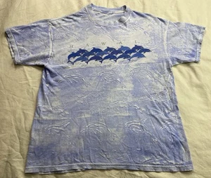 Vtg 90s Tie-Dye Maui Hawaii Dolphins All Over Print AOP T-Shirt Size M ? READ - Picture 1 of 11