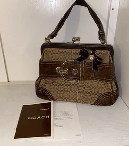 COACH SOHO CANVAS SIGNATURE BROWN BAG Signature 3649 Vtg Y2K Boho - Picture 1 of 13