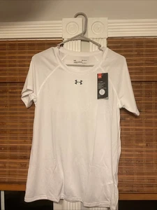 New Under Armour Men’s Heat Gear Short Sleeve White Shirt Medium - Picture 1 of 1