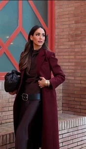 ZARA ZW COLLECTION TAILORED LONG COAT BURGUNDY NEW SS25 SIZE M 2170/603 - Picture 1 of 4