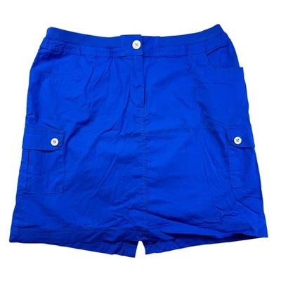 Chico's Skirt Women's 2.5 Large Blue Cargo Pockets Elastic Back Slit Cotton Cute — 第 1/4 张图片