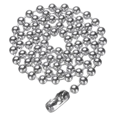 Corrente de bola de aço inoxidável 5,0 mm 23,6" colar de contas redondo longo, prata - Imagem 1 de 4
