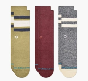 Stance Icon Striped 3 Pack Cotton Crew Height Casual Socks Men’s Size Large NWT - Picture 1 of 3