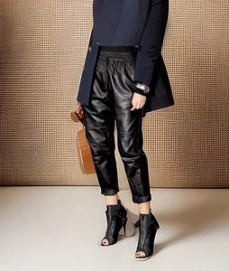 ALEXANDER WANG x H&M Genuine Leather Cropped Jogger Pants. Size 36 EUR 6 US. NWT - Picture 1 of 13