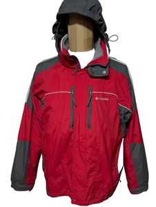 Columbia Jacket Mens Large Red 3 in 1 Interchange Full Zip Hooded Hiking Coat - Picture 1 of 16
