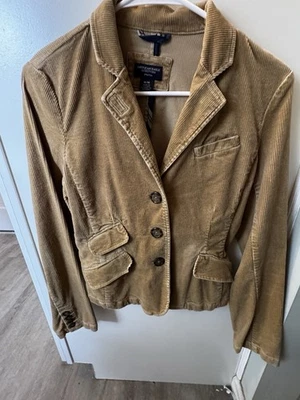 American Eagle эластичной желтовато-коричневый вельветовый жакет женщин Sz M - Изображение 1 из 4
