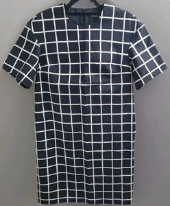 Marimekko Iso Charlotta Windowpane Black White Dress Gr. 36 EU 6 US Minimalist - Bild 1 von 16