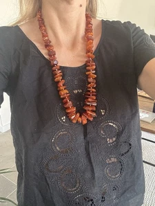 collier ancien en ambre véritable  - Photo 1/6