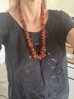 collier ancien en ambre véritable  - Photo 1/4
