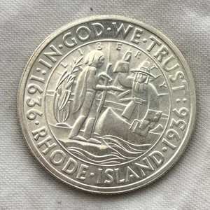 1936 Rhode Island Tercentenary Classic Commemorative Half Dollar 50c Silver Coin - Picture 1 of 5