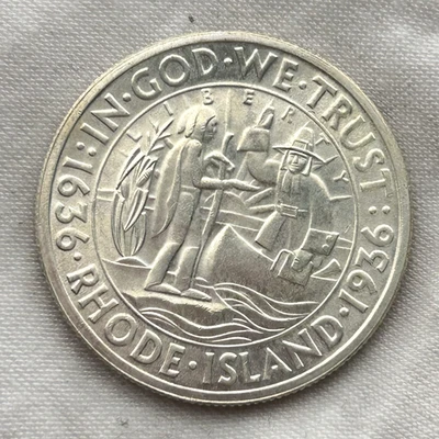 1936 Rhode Island Tercentenary Classic Commemorative Half Dollar 50c Silver Coin - Image 1 of 4