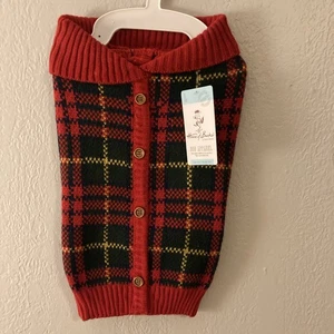🌸Pet Apparel LG Dog Red Plaid Pullover Holiday Sweater Harry Barker Christmas - Picture 1 of 5