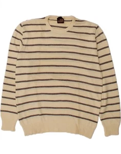 Suéter Jersey ADAMS Para Hombres Cuello Redondo Grande Beige Rayas CF25 - Imagen 1 de 3