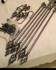 6 x Adjustable Curtain Rods and Stays/Hooks. Hardware Included Very Good Cond