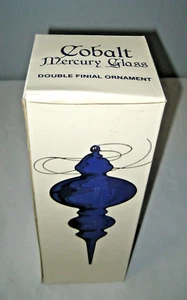Dept 56 10" Cobalt Mercury Glass Double Finial Ornament 9063-8 - Picture 1 of 7