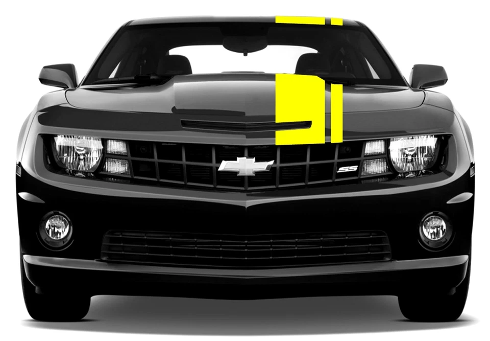 NUEVO Chevy CAMARO 2" y 8" Rally Doble RACING RAYAS Amarillo Brillante Vinilo Calcomanía Foto 1 de 4