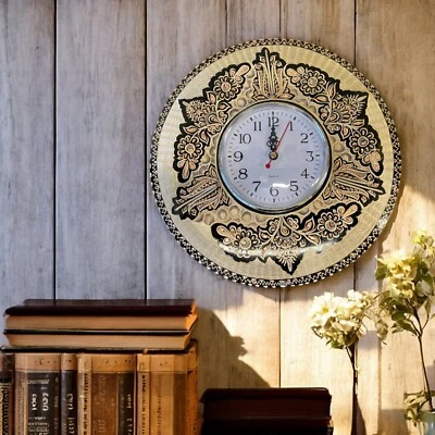 Медные настенные часы, настенный художественный декор, медные настенные часы ручной работы 25 см 10 дюймов - Изображение 1 из 4