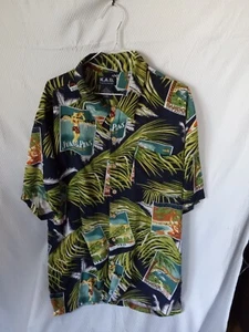 K.A.D. Vintage Hawaiian Shirt Men's XL Short Sleeve Rayon Button Up - Picture 1 of 5