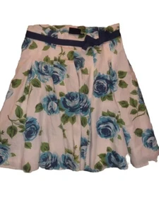 Mini Boden Vintage Girls 7-8Y Blue Flowers Green Leaves Skirt - Picture 1 of 5