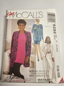 McCall's 6292 VINTAGE- Sizes 16/18/20 Misses Cardigan, Tunic, Top, Skirt, Pants - Picture 1 of 2