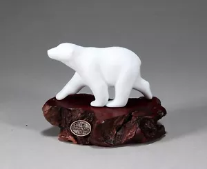 POLAR BEAR CUB Sculpture New direct from JOHN PERRY 4in long Burl base - Picture 1 of 3