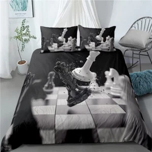Grey Checkered Chess 3D Print Duvet Quilt Doona Covers Pillowcase Bedding Sets - Imagen 1 de 5