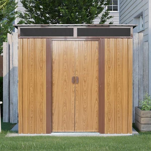 6ft X 5ft Outdoor Metal Storage Shed with Window and Transparent Plate for Lawn - Picture 1 of 9