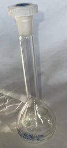 10 Ct Volumetric Flask with one circular mark 100ml +/- 0.1ml Class A W/ Stopper - Picture 1 of 4