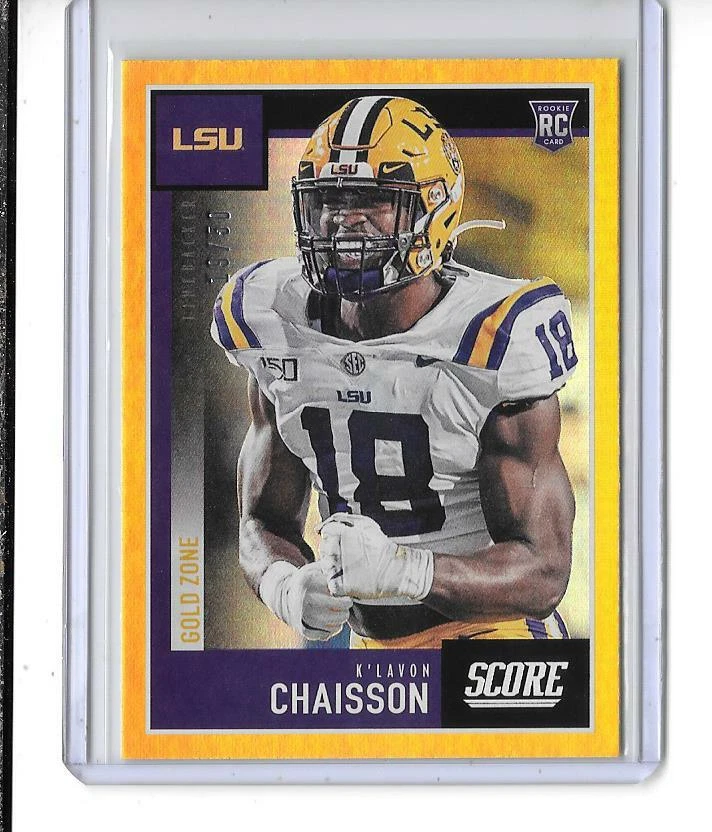 2020 SCORE NFL #349 K'LAVON CHAISSON 19/50 GOLD ZONE PARALLEL ROOKIE CARD RC,LSU - Image 1 of 1