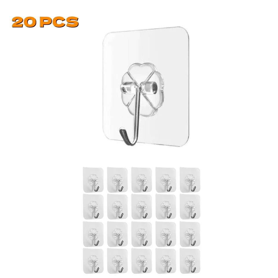 20-40 piezas ganchos adhesivos adhesivos de pared de alta resistencia sin costuras perchas transparentes Foto 1 de 4