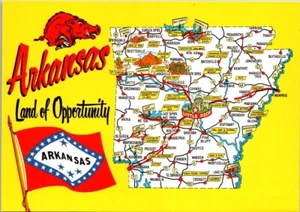Postcard Arkansas Land of Opportunity Map of Arkansas - Picture 1 of 2