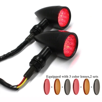 Motorcycle Bullet LED Running Turn Signals Red Light Cafe Racer Custom Universal - Изображение 1 из 4