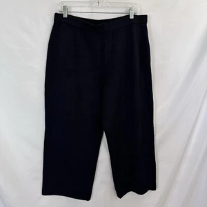 St. John Collection Womens Size 14 Santana Knit Black Wide-Leg Pant Crop - Picture 1 of 5