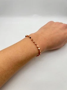 18K Rose Gold Bracelet With Cubes • Women’s Gold Bracelet • Italian Design - Picture 1 of 8