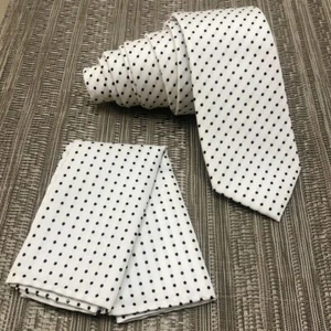 Polka Dots Skinny Slim 2.75" Neck Tie And Pocket Square Hankie Set Formal Prom - Picture 1 of 5