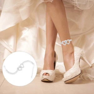 Anklet Di Strass Forma Cuore Mancare Da Donna Caviglia Regolabile - Foto 1 di 12