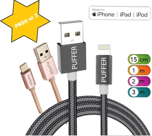 3 Pack of USB iPhone Charger Fast For Apple Cable Lead 14 Pro Max 13 12 11 XR XS - Picture 1 of 9
