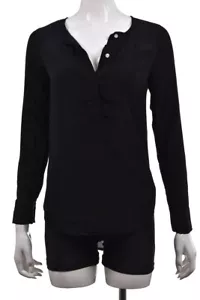 J Crew Damen Top Größe XXS Schwarz Einfarbig Tunika Shirt Bluse Langarm Freizeit - Bild 1 von 4