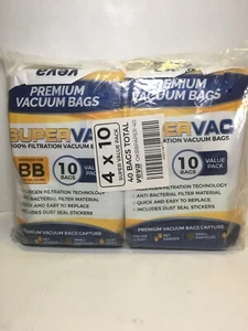 40 New SuperVac Premium Vacuum Bags Designed For BB Style Vacuums - Picture 1 of 5