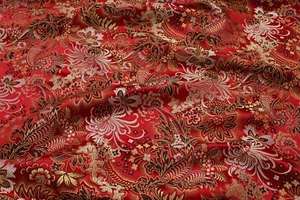 1960s/3.3 yard/Luxury vintage silk jacquard fabric/Red brocade,floral cloth - Picture 1 of 10